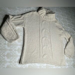 Seven7 Women’s Tan Khaki Turtleneck Long Sleeve Top Medium